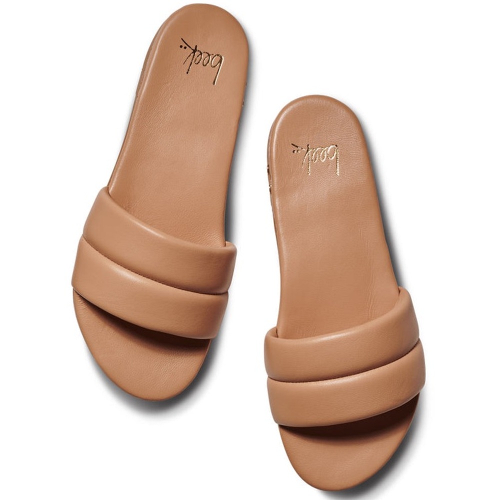 beek Tan Padded Slide Sandals